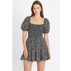 Dizzy Lizzy of Los Angeles Smocked Black & White 100% Cotton Dress Size Medium